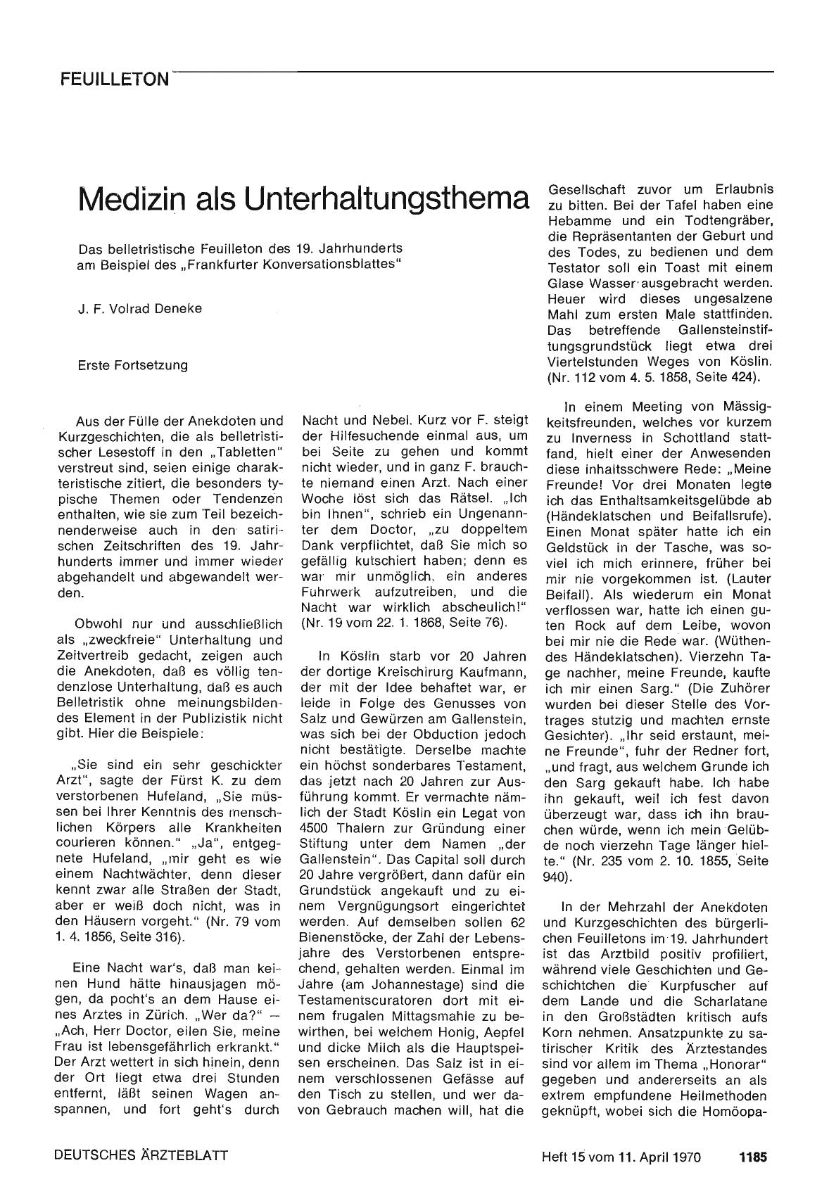 Vorschauseite 1: Medizin als Unterhaltungsthema (Erste Fortsetzung)