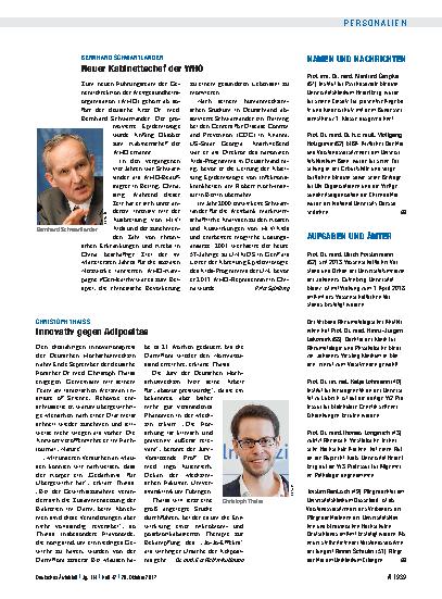 Vorschauseite 1: Bernhard Schwartländer: Neuer Kabinettschef der WHO