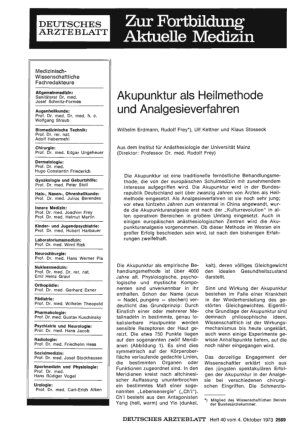 Vorschauseite 1: Akupunktur als Heilmethode und Analgesieverfahren