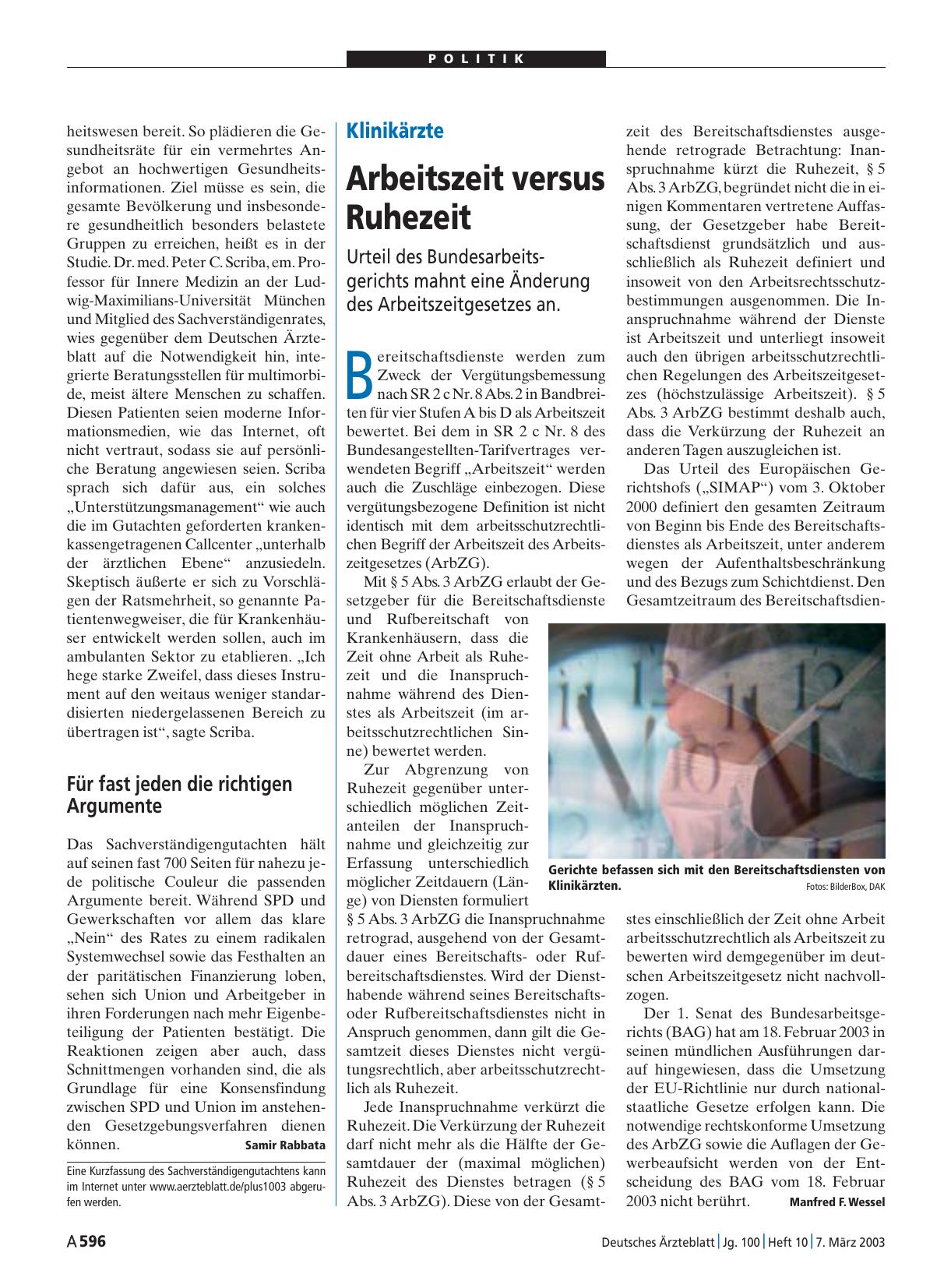 Vorschauseite 1: Klinikärzte: Arbeitszeit versus Ruhezeit