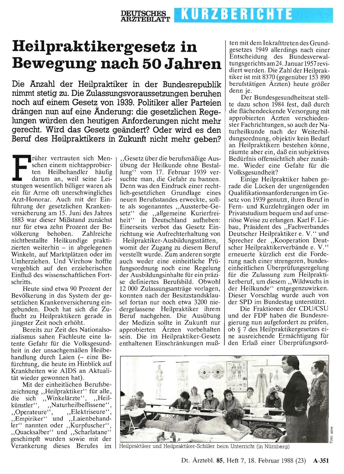Vorschauseite 1: Heilpraktikergesetz in Bewegung nach 50 Jahren