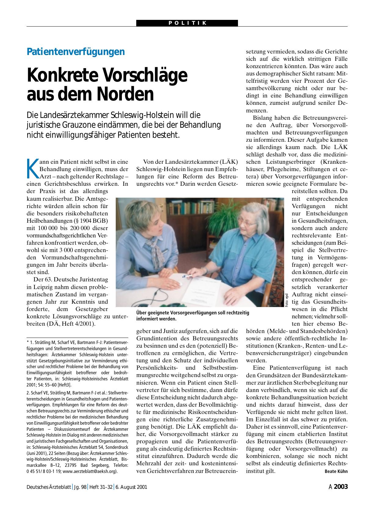 Vorschauseite 1: Patientenverfügungen: Konkrete Vorschläge aus dem Norden