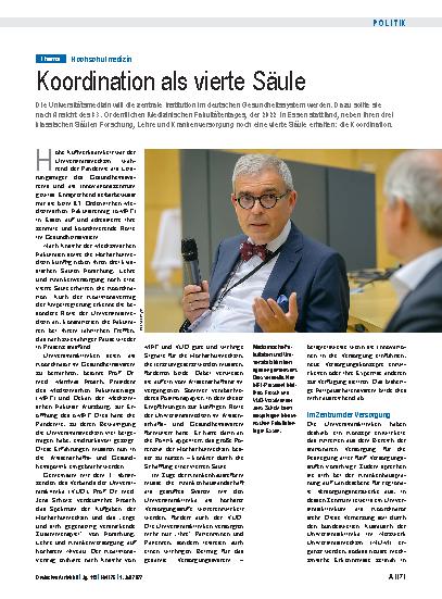 Vorschauseite 1: Hochschulmedizin: Koordination als vierte Säule