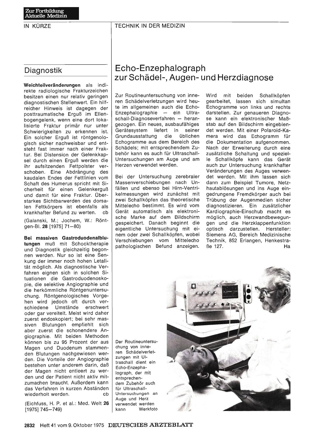 Vorschauseite 1: Echo-Enzephalograph zur Schädel-, Augenund Herzdiagnose