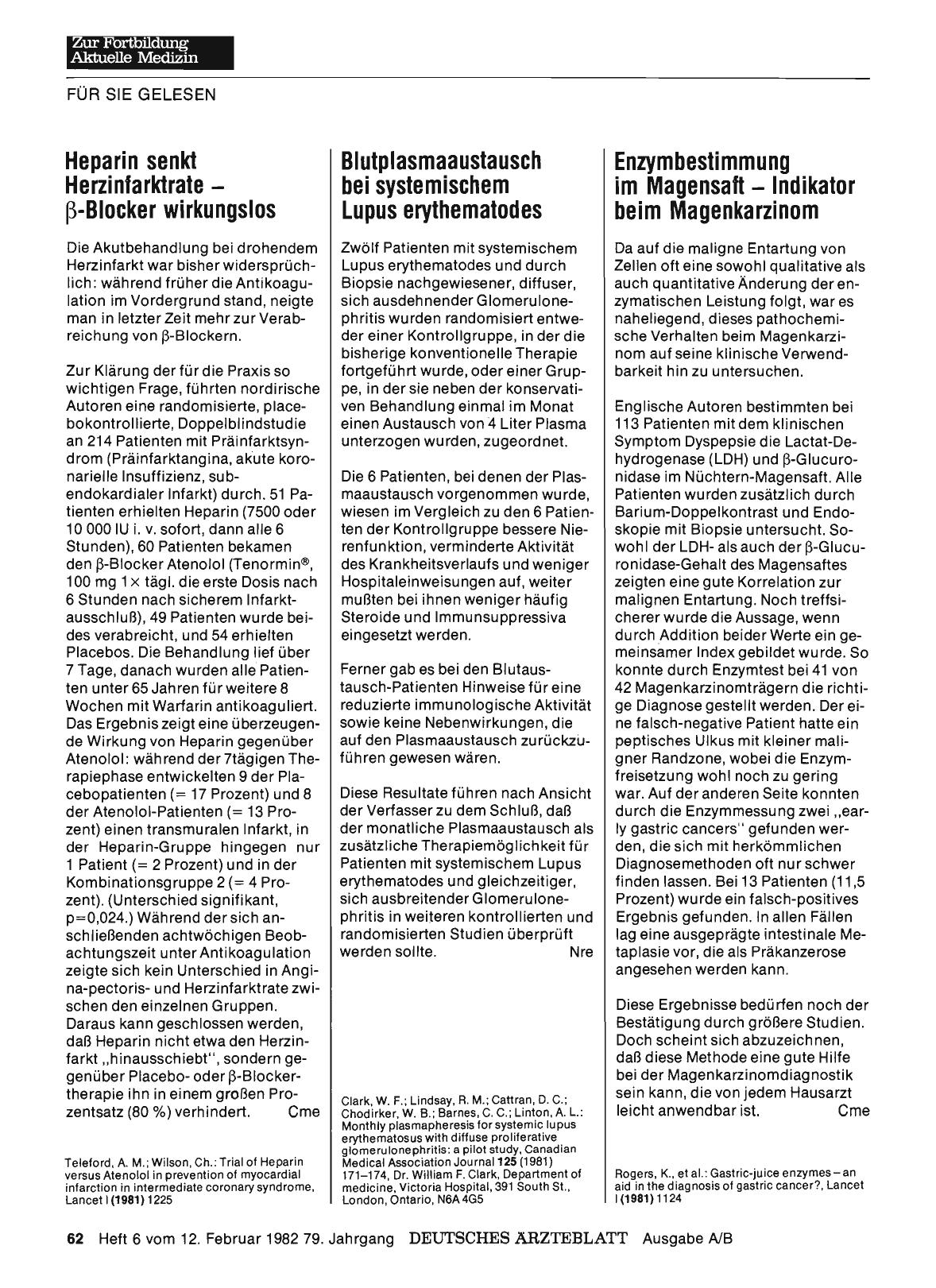 Vorschauseite 1: Enzymbestimmung im Magensaft — Indikator beim Magenkarzinom