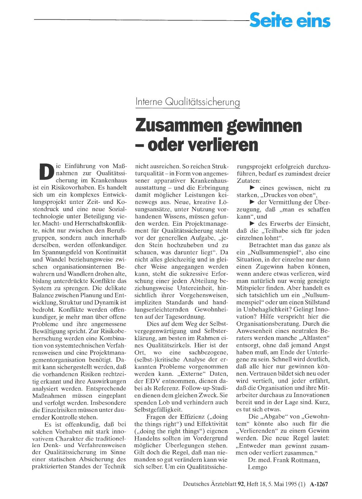 Vorschauseite 1: Interne Qualitätssicherung: Zusammen gewinnen – oder verlieren