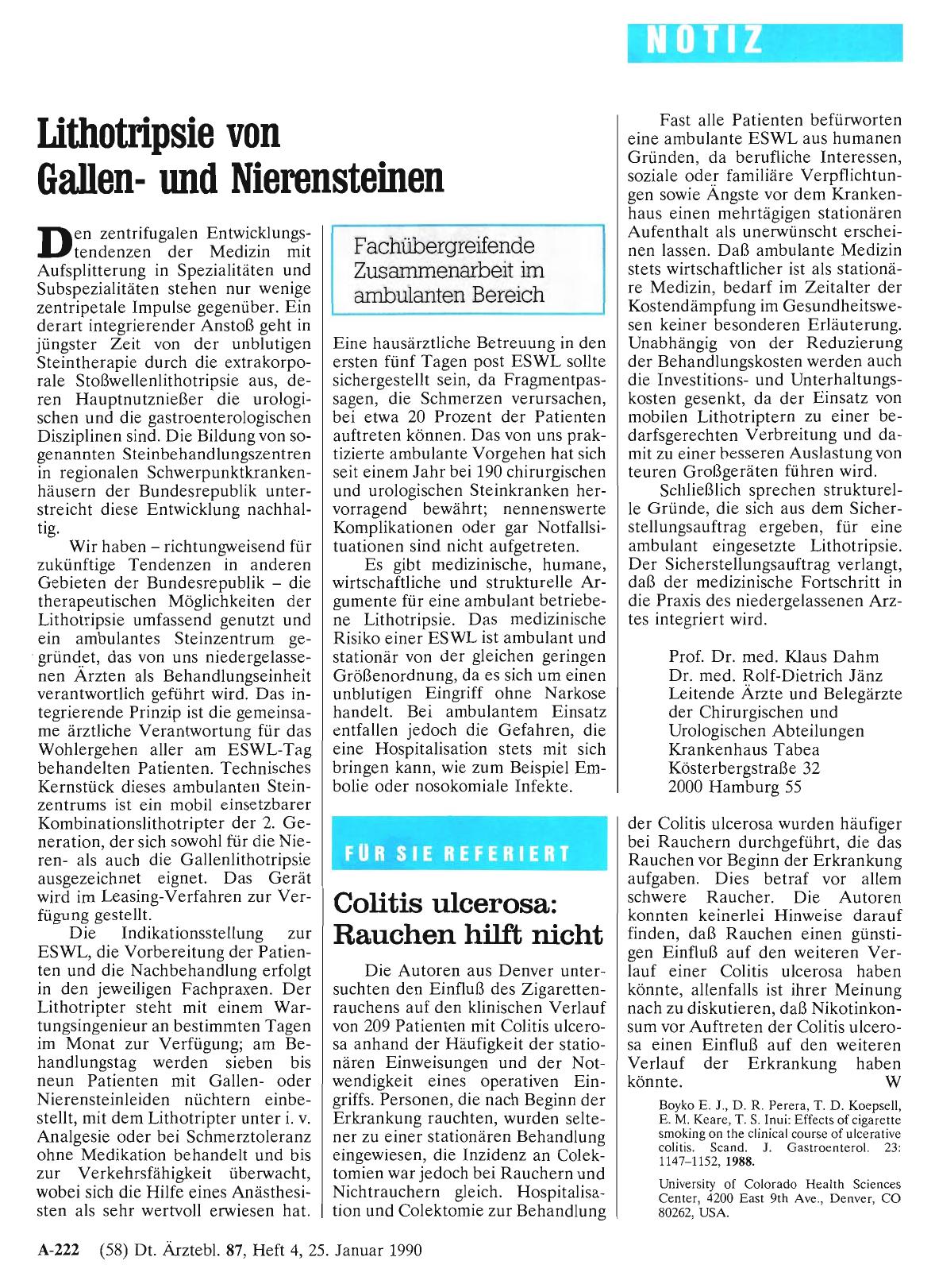 Vorschauseite 1: Lithotripsie von Gallenund Nierensteinen