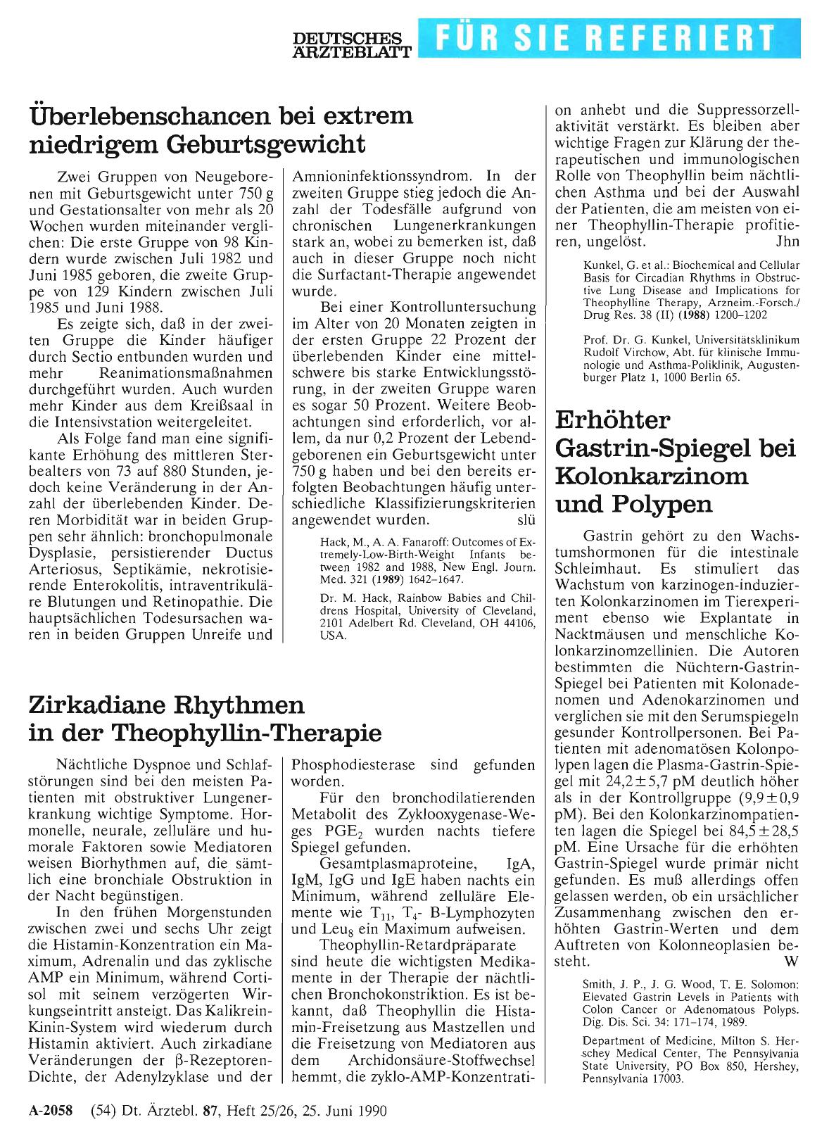 Vorschauseite 1: Überlebenschancen bei extrem niedrigem Geburtsgewicht