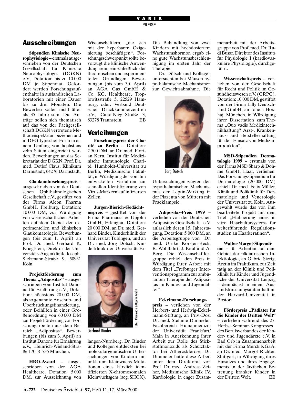 Vorschauseite 1: Verleihungen