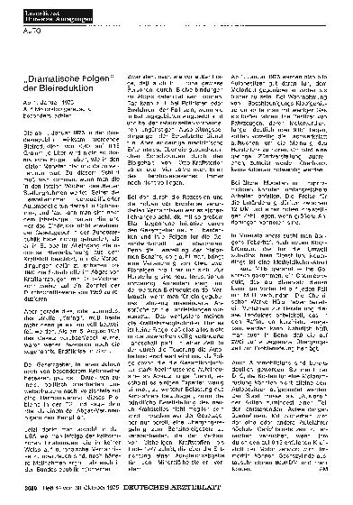 Vorschauseite 1: „Dramatische Folgen“ der Bleireduktion