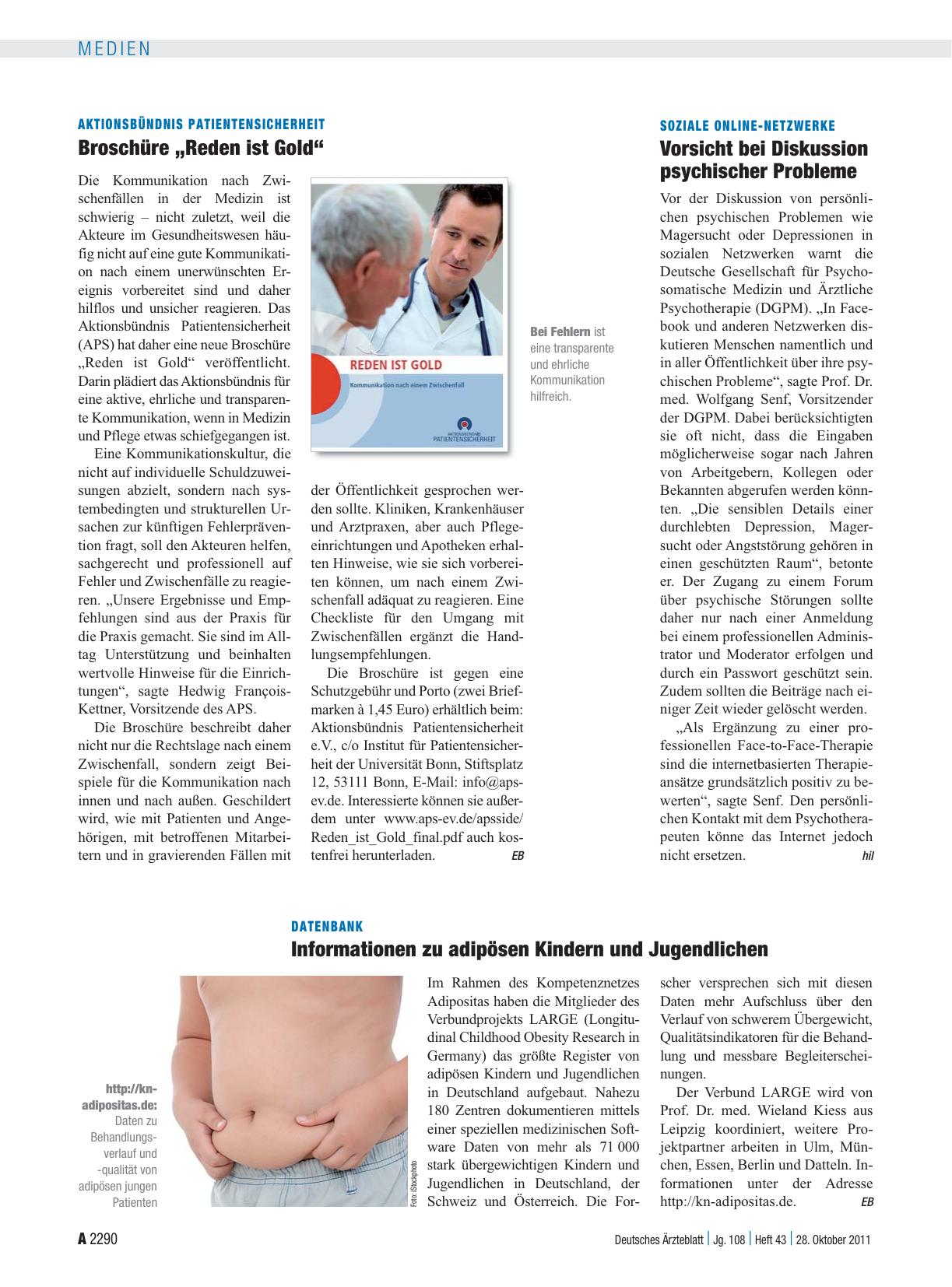 Vorschauseite 1: Datenbank: Informationen zu adipösen Kindern und Jugendlichen