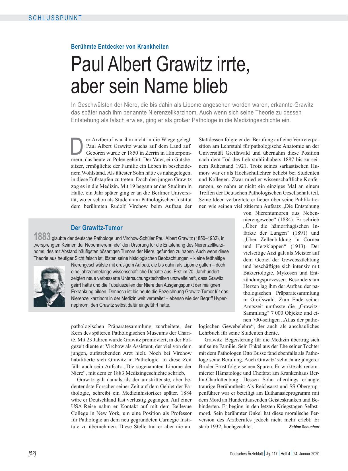 Vorschauseite 1: Berühmte Entdecker von Krankheiten: Paul Albert Grawitz irrte, aber sein Name blieb