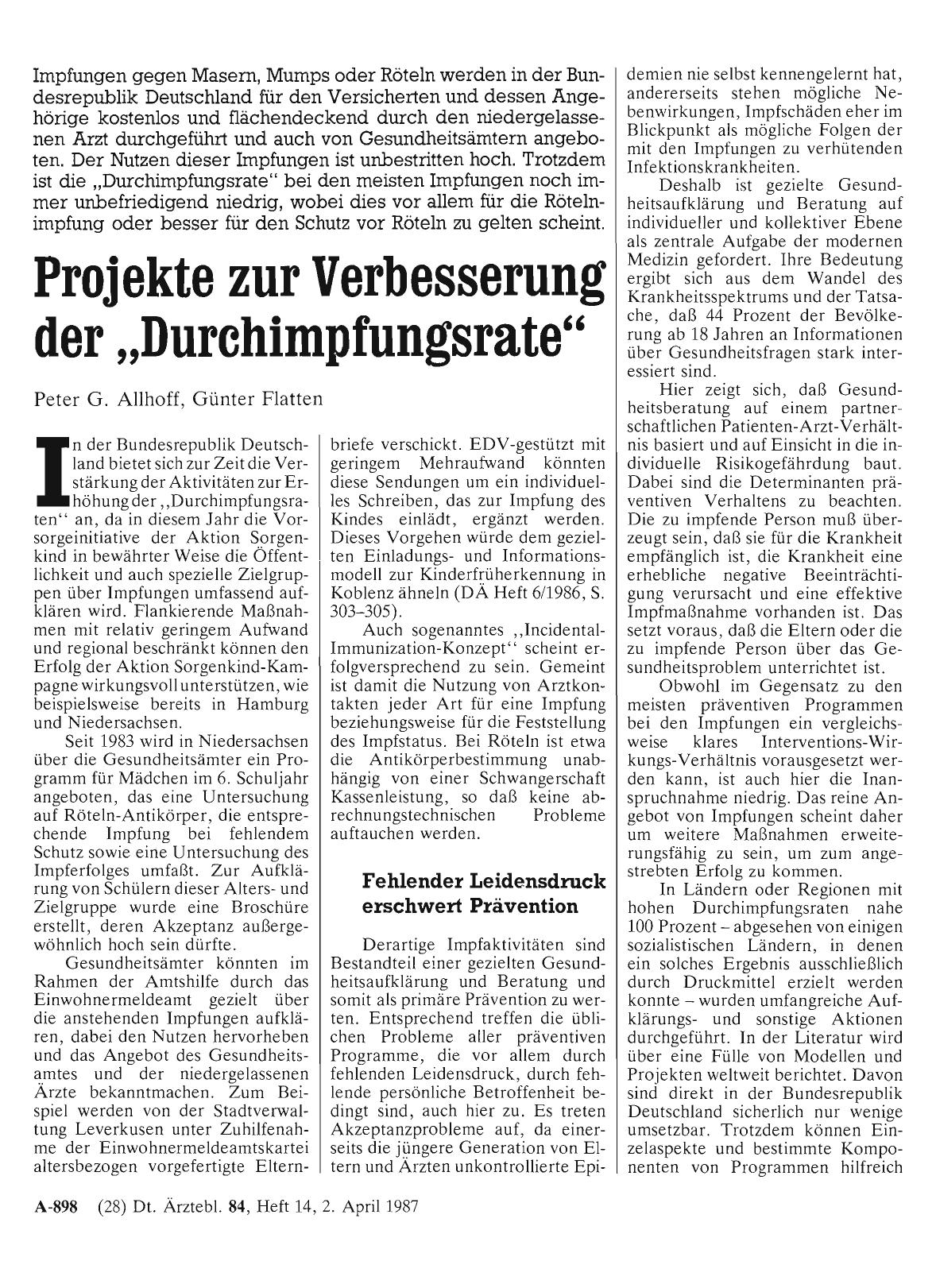 Vorschauseite 1: Projekte zur Verbesserung der „Durchimpfungsrate“