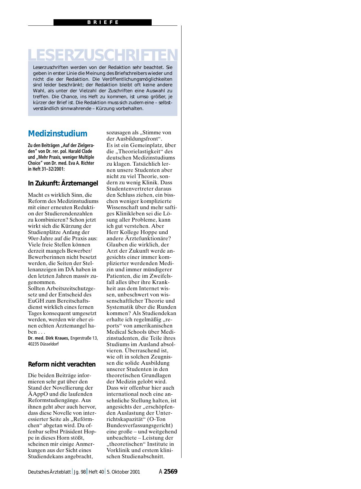 Vorschauseite 1: Medizinstudium: In Zukunft - Ärztemangel
