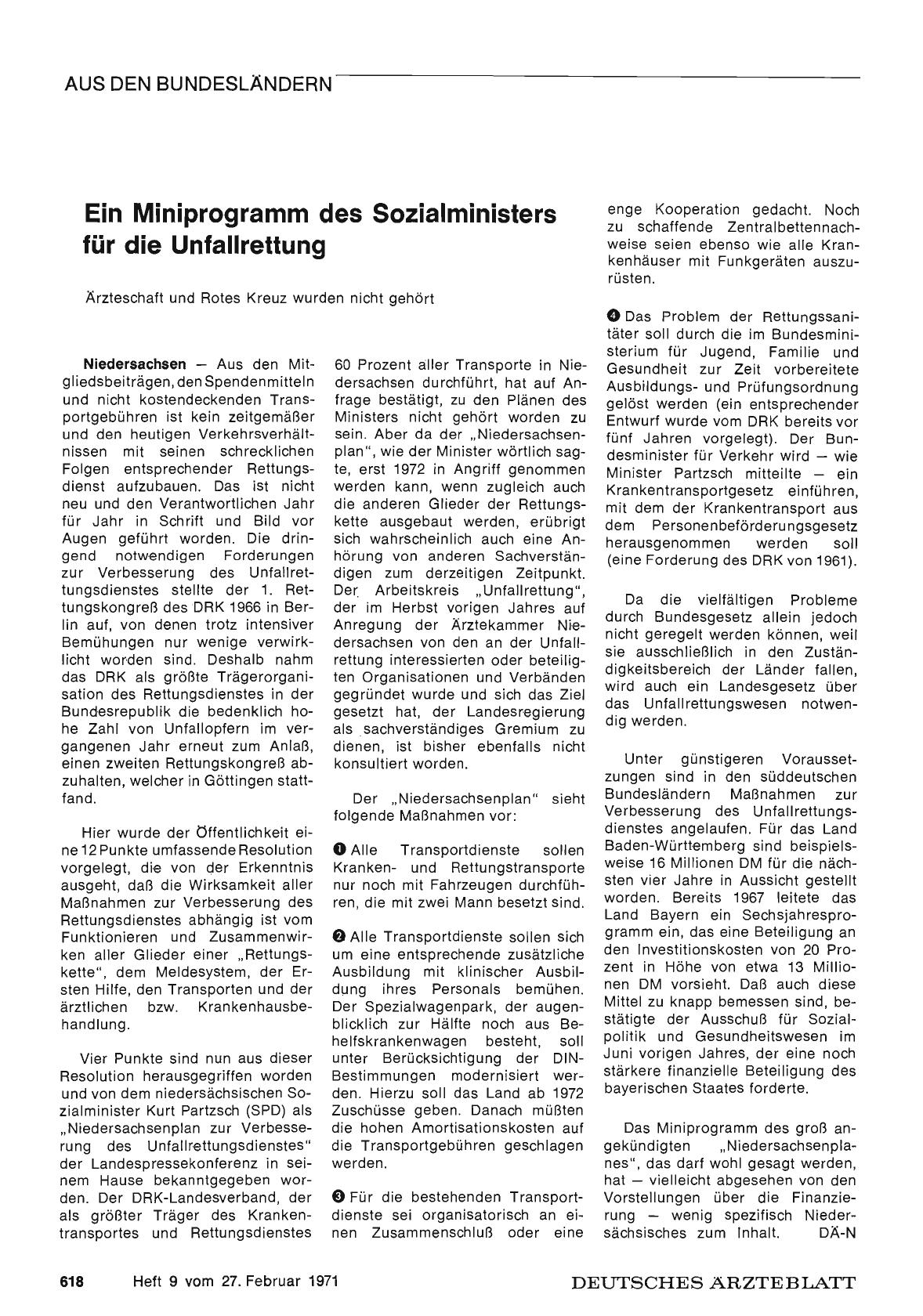 Vorschauseite 1: Ein Miniprogramm des Sozialministers für die Unfallrettung