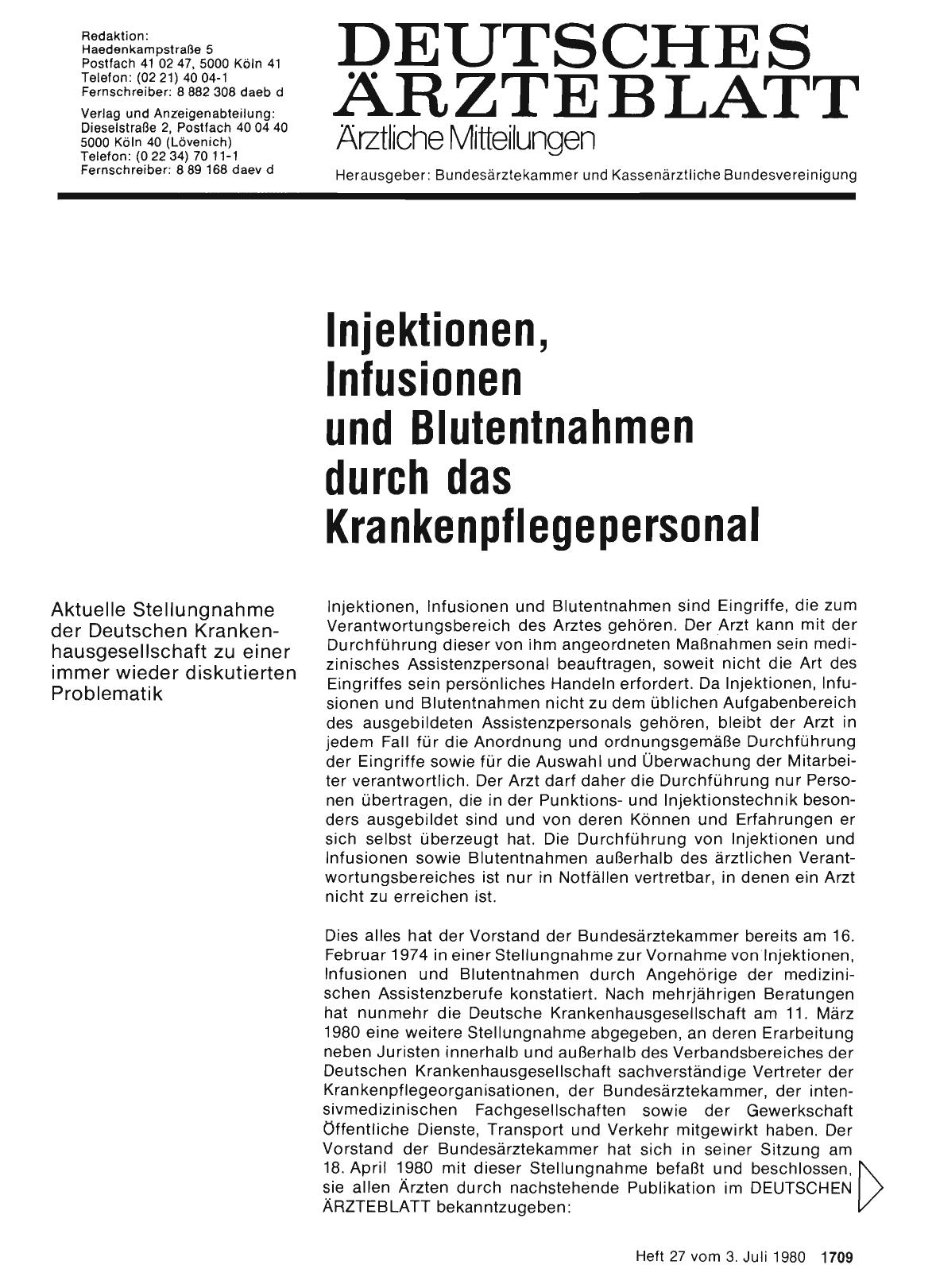 Vorschauseite 1: Injektionen, Infusionen und Blutentnahmen durch das Krankenpflegepersonal