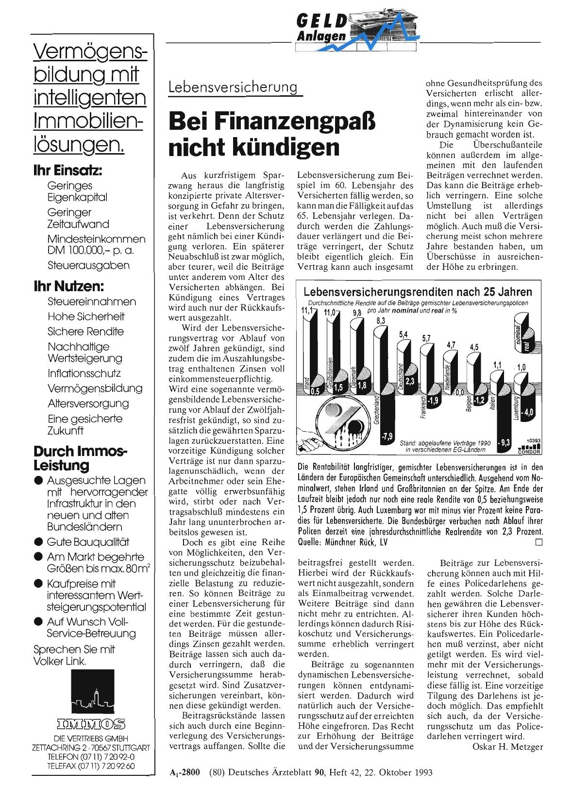 Vorschauseite 1: Lebensversicherung: Bei Finanzengpaß nicht kündigen