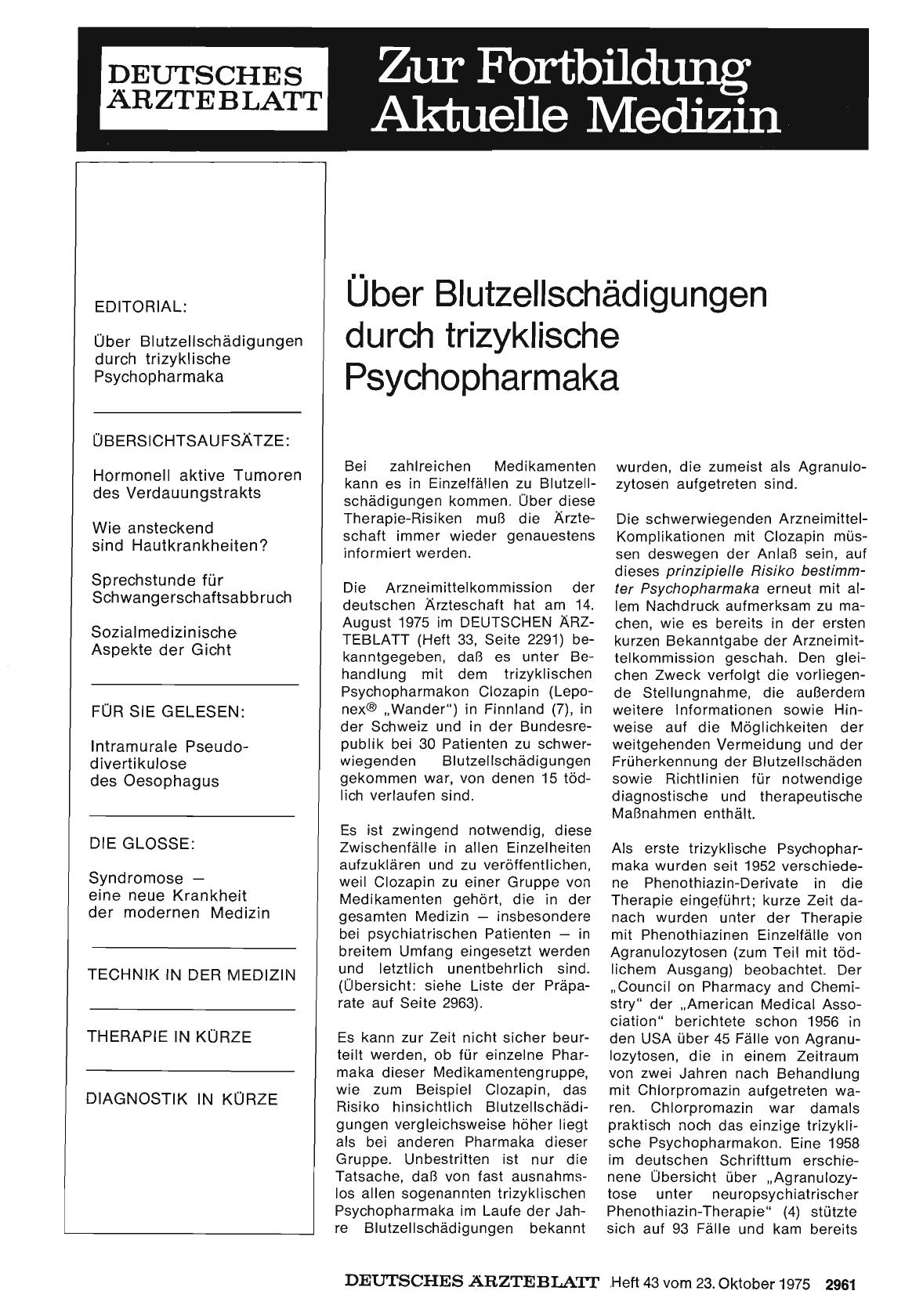 Vorschauseite 1: Über Blutzellschädigungen durch trizyklische Psychopharmaka