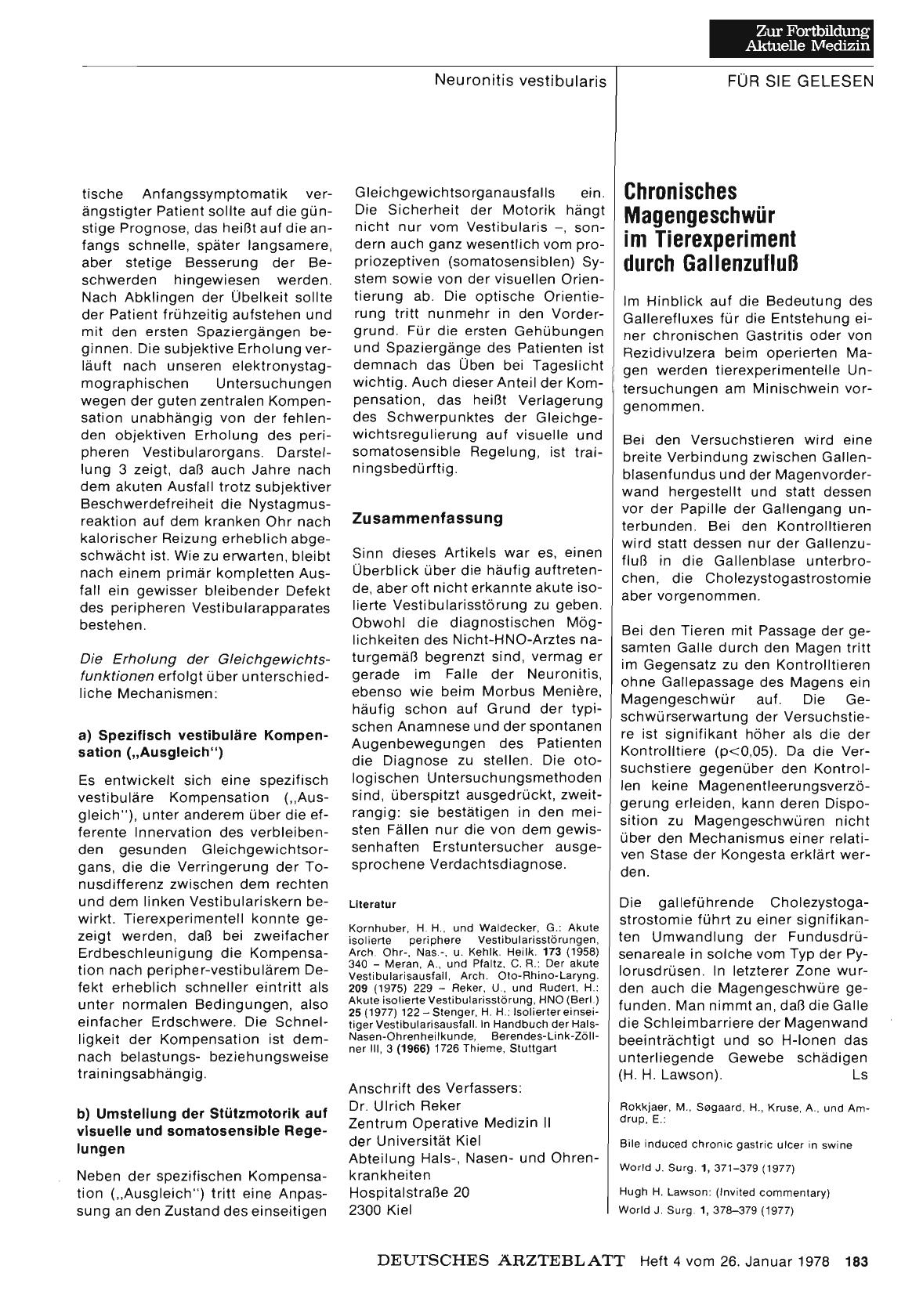 Vorschauseite 1: Chronisches Magengeschwür im Tierexperiment durch Gallenzufluß
