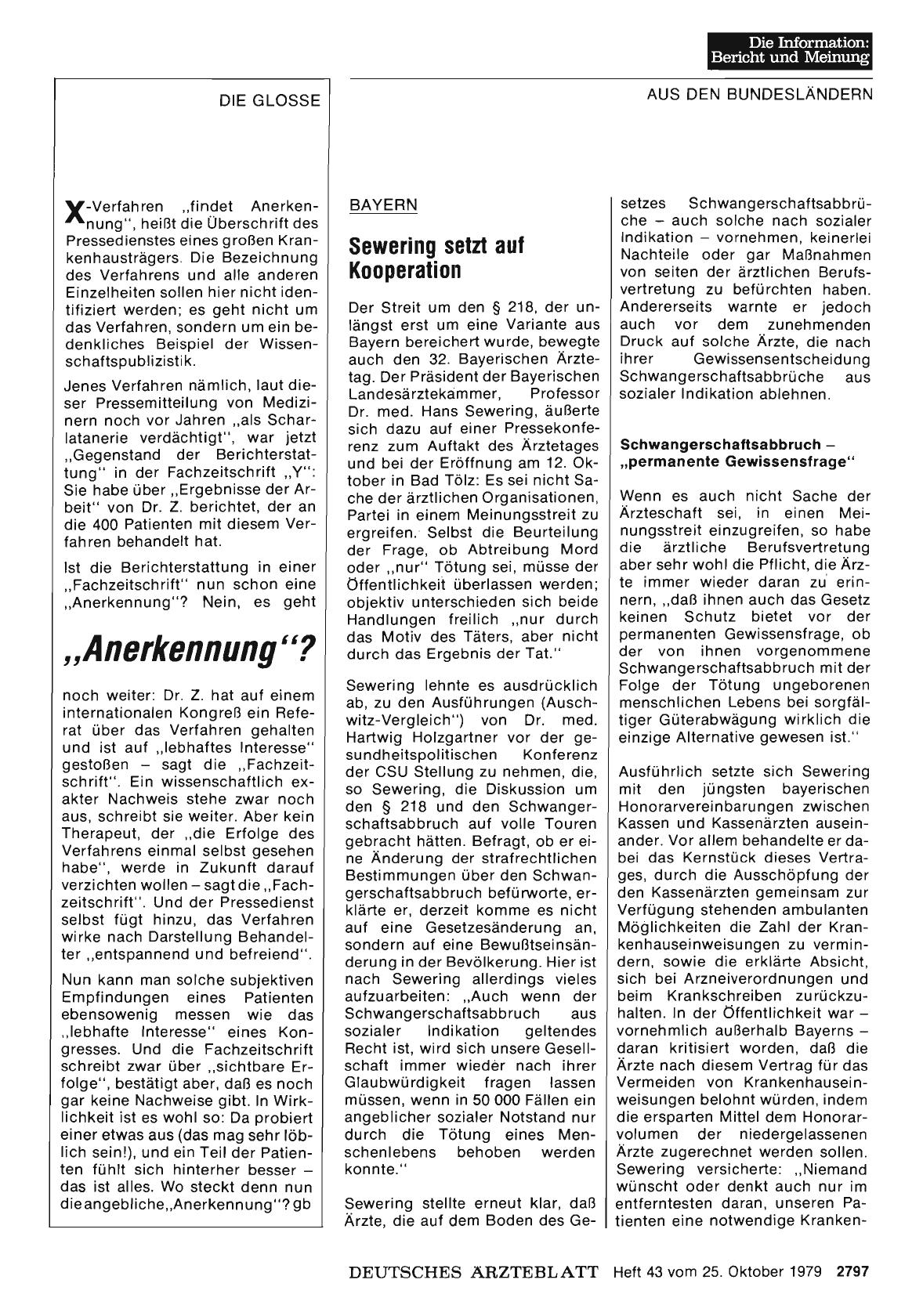 Vorschauseite 1: BAYERN: Sewering setzt auf Kooperation