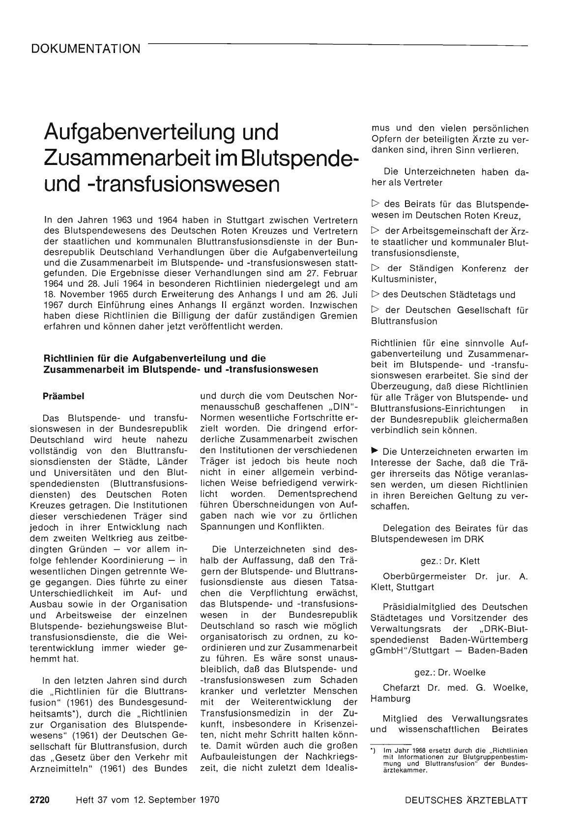 Vorschauseite 1: Aufgabenverteilung und Zusammenarbeit im Blutspendeund -transfusionswesen