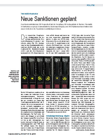Vorschauseite 1: Telematikinfrastruktur: Neue Sanktionen geplant