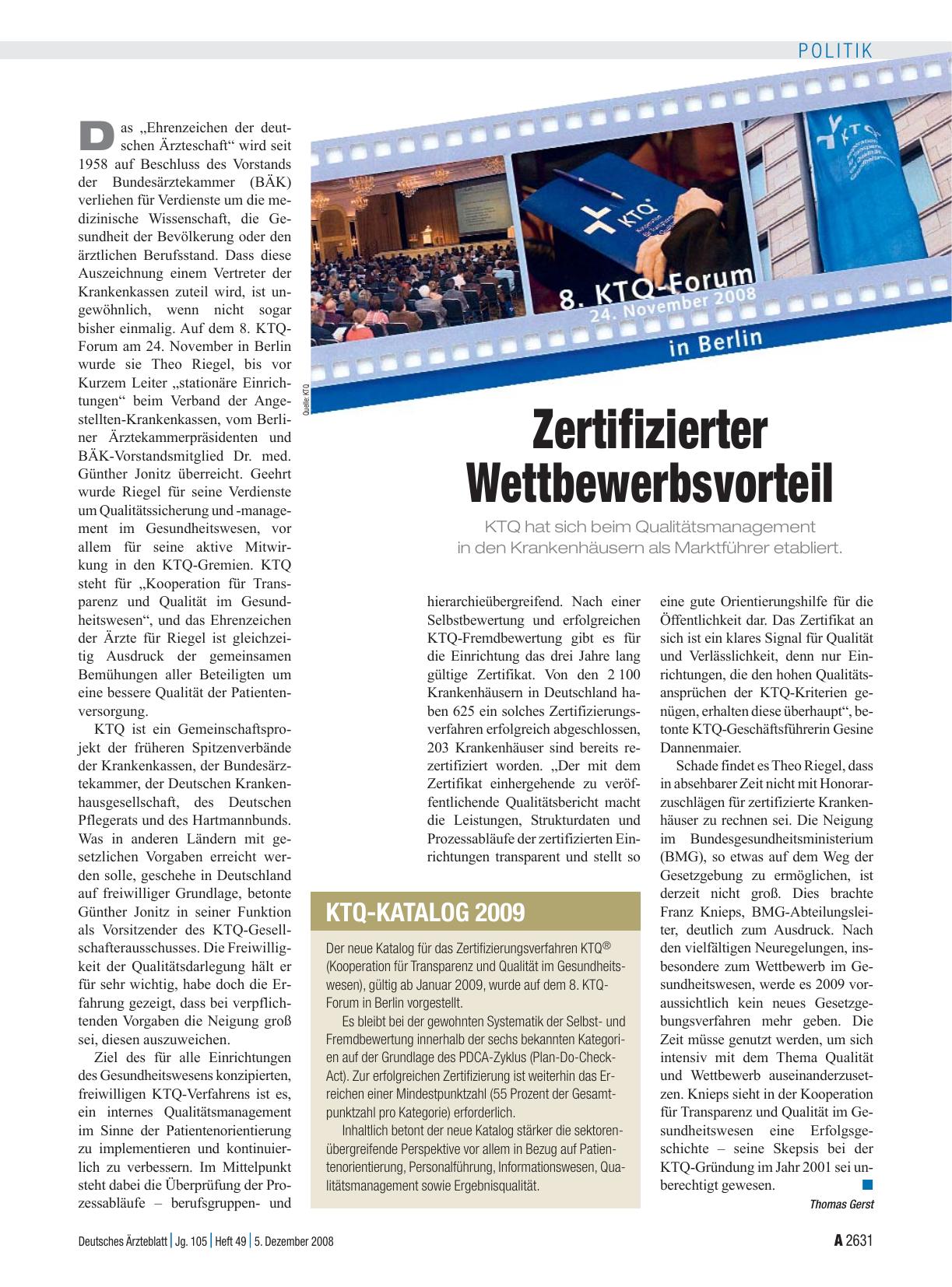 Vorschauseite 1: 8. KTQ-Forum: Zertifizierter Wettbewerbsvorteil