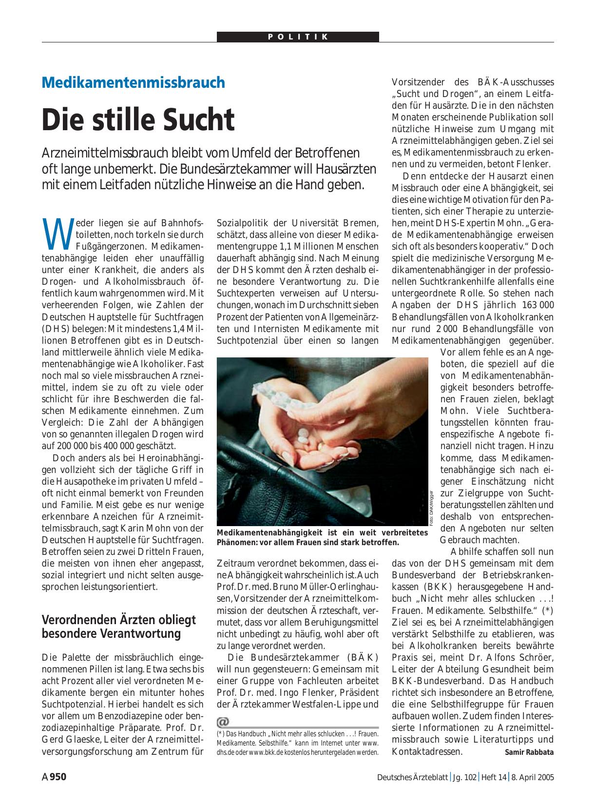 Vorschauseite 1: Medikamentenmissbrauch: Die stille Sucht