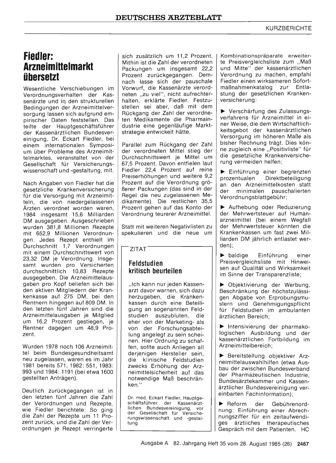 Vorschauseite 1: Fiedler: Arzneimittelmarkt übersetzt