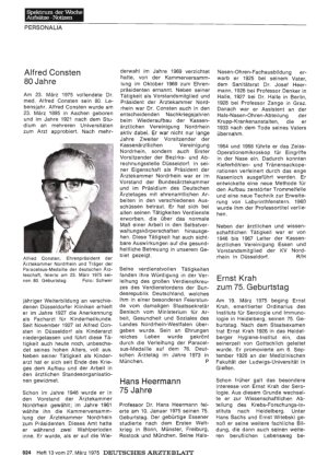 Vorschauseite 1: Hans Heermann 75 Jahre