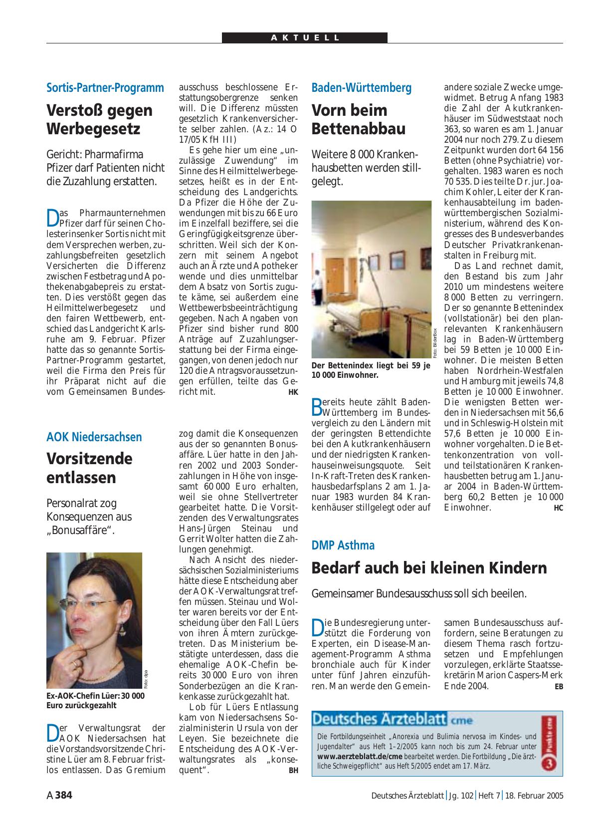 Vorschauseite 1: AOK Niedersachsen: Vorsitzende entlassen