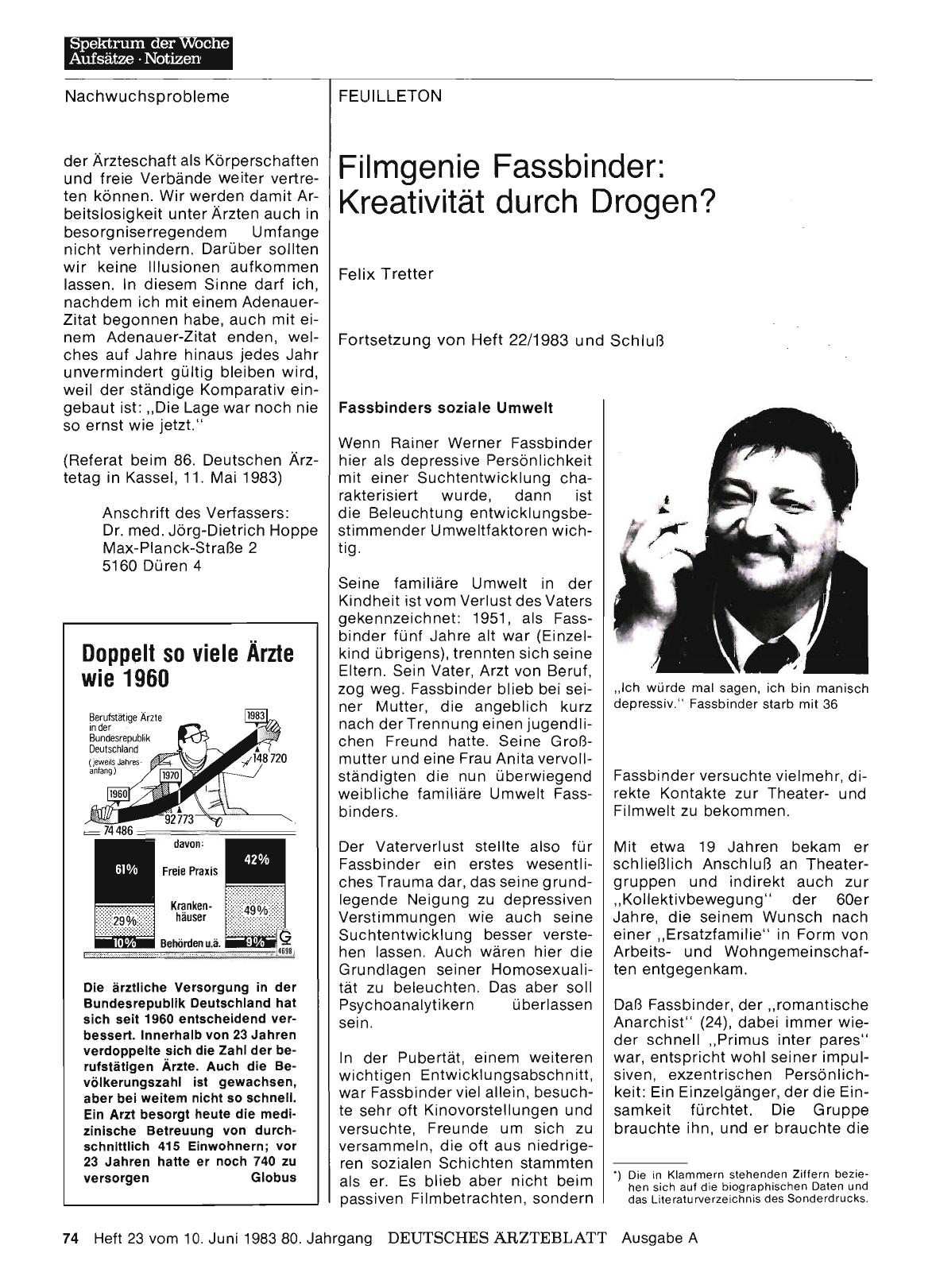 Vorschauseite 1: Filmgenie Fassbinder: Kreativität durch Drogen?