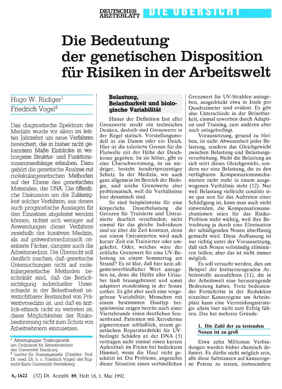 Vorschauseite 1: Die Bedeutung der genetischen Disposition für Risiken in der Arbeitswelt