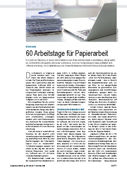 Vorschauseite 1: Bürokratie: 60 Arbeitstage für Papierarbeit