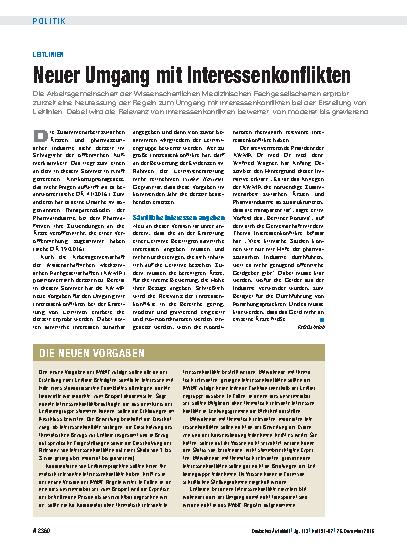 Vorschauseite 1: Leitlinien: Neuer Umgang mit Interessenkonflikten