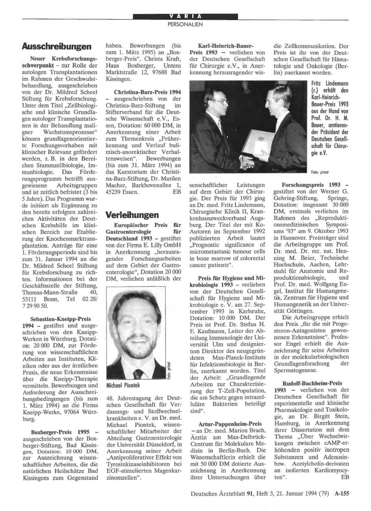 Vorschauseite 1: Ausschreibungen