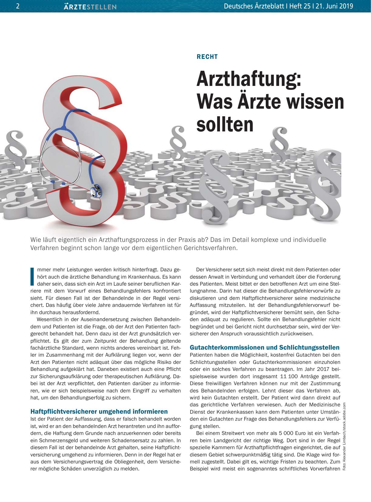 Vorschauseite 1: Recht: Arzthaftung – Was Ärzte wissen sollten