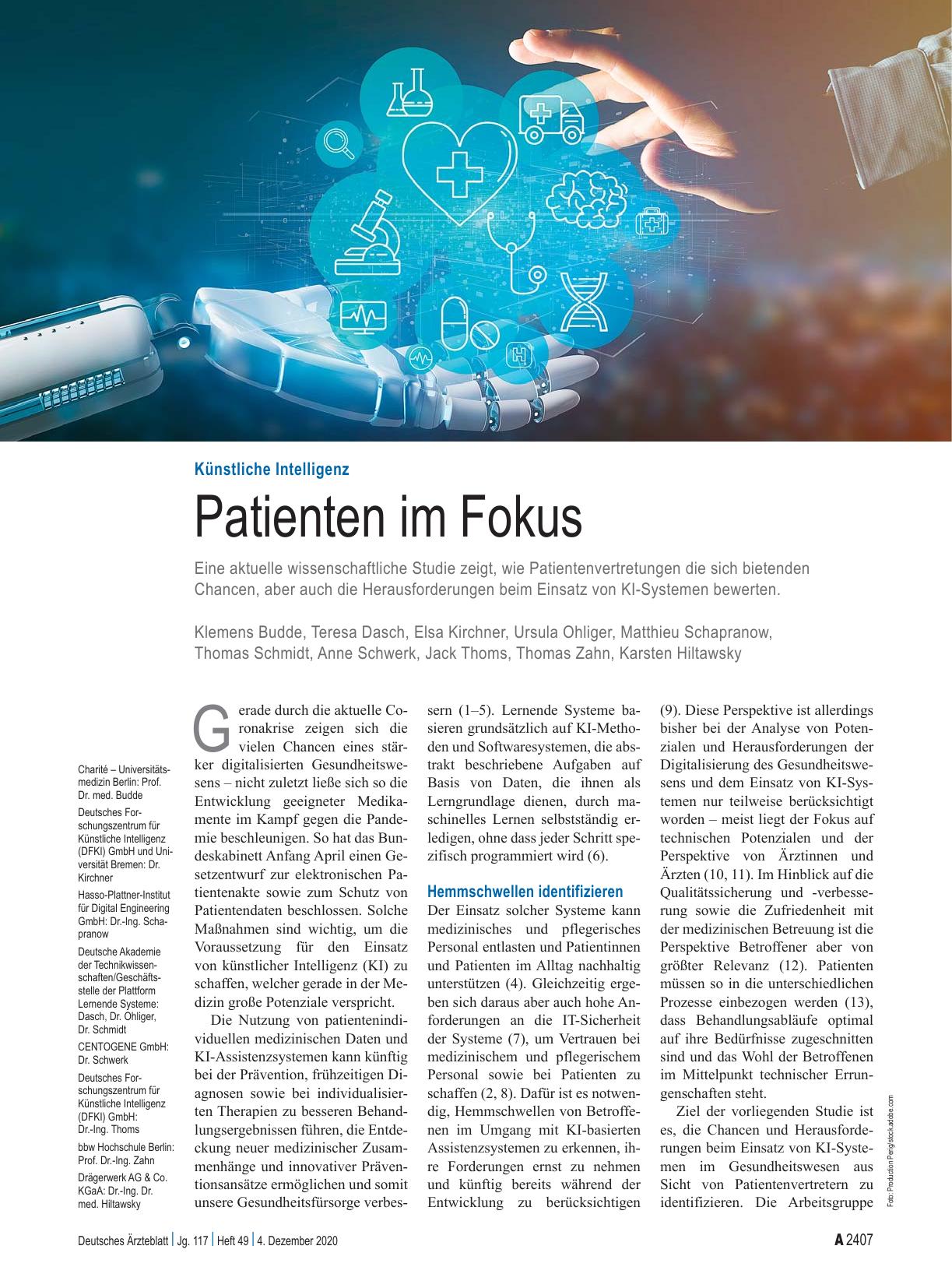 Vorschauseite 1: Künstliche Intelligenz: Patienten im Fokus