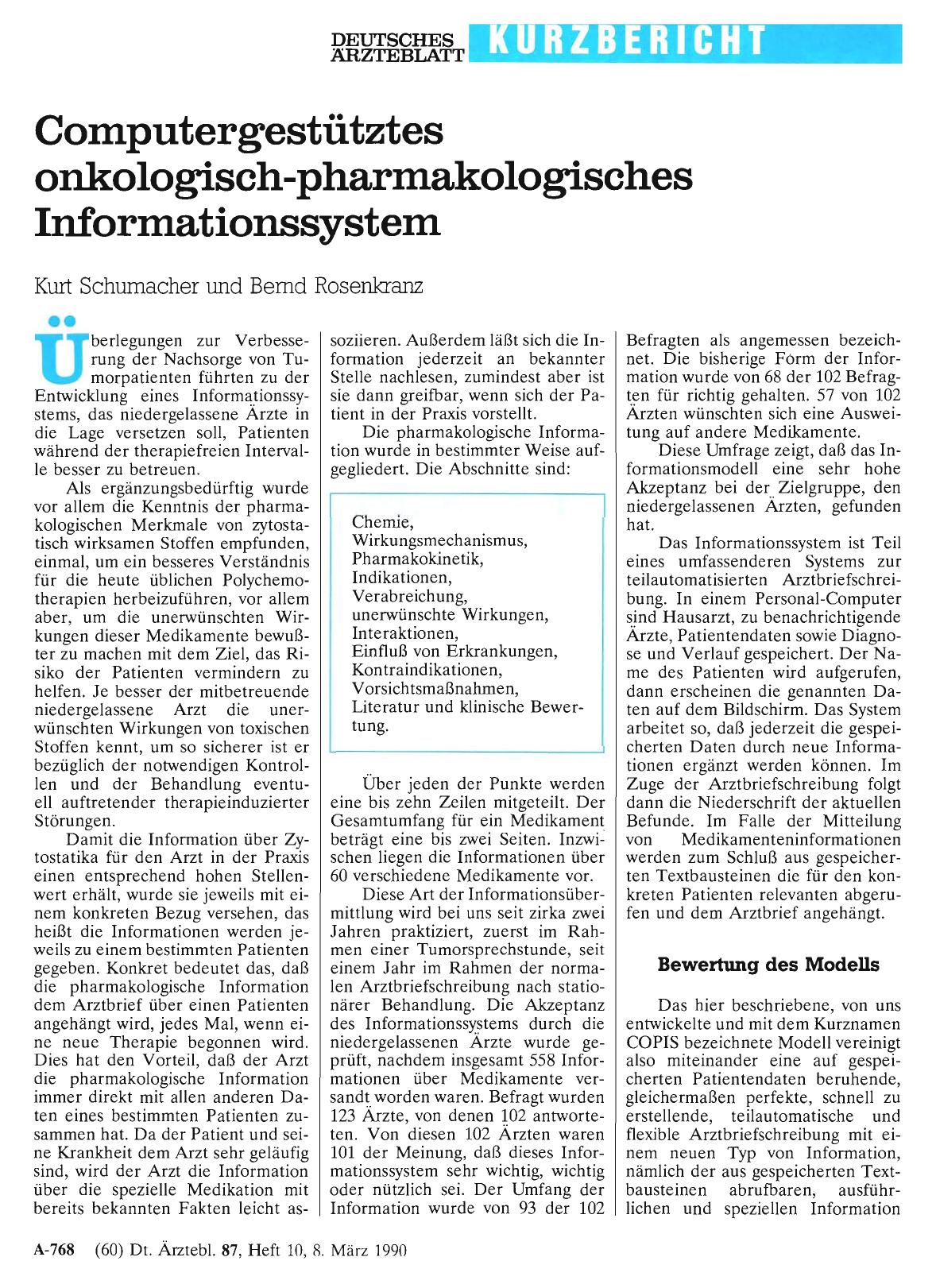 Vorschauseite 1: Computergestütztes onkologisch-pharmakologisches Informationssystem