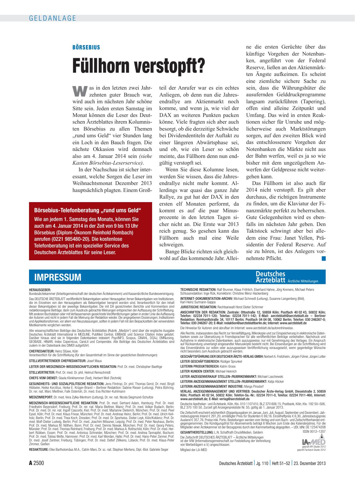 Vorschauseite 1: Börsebius: Füllhorn verstopft?