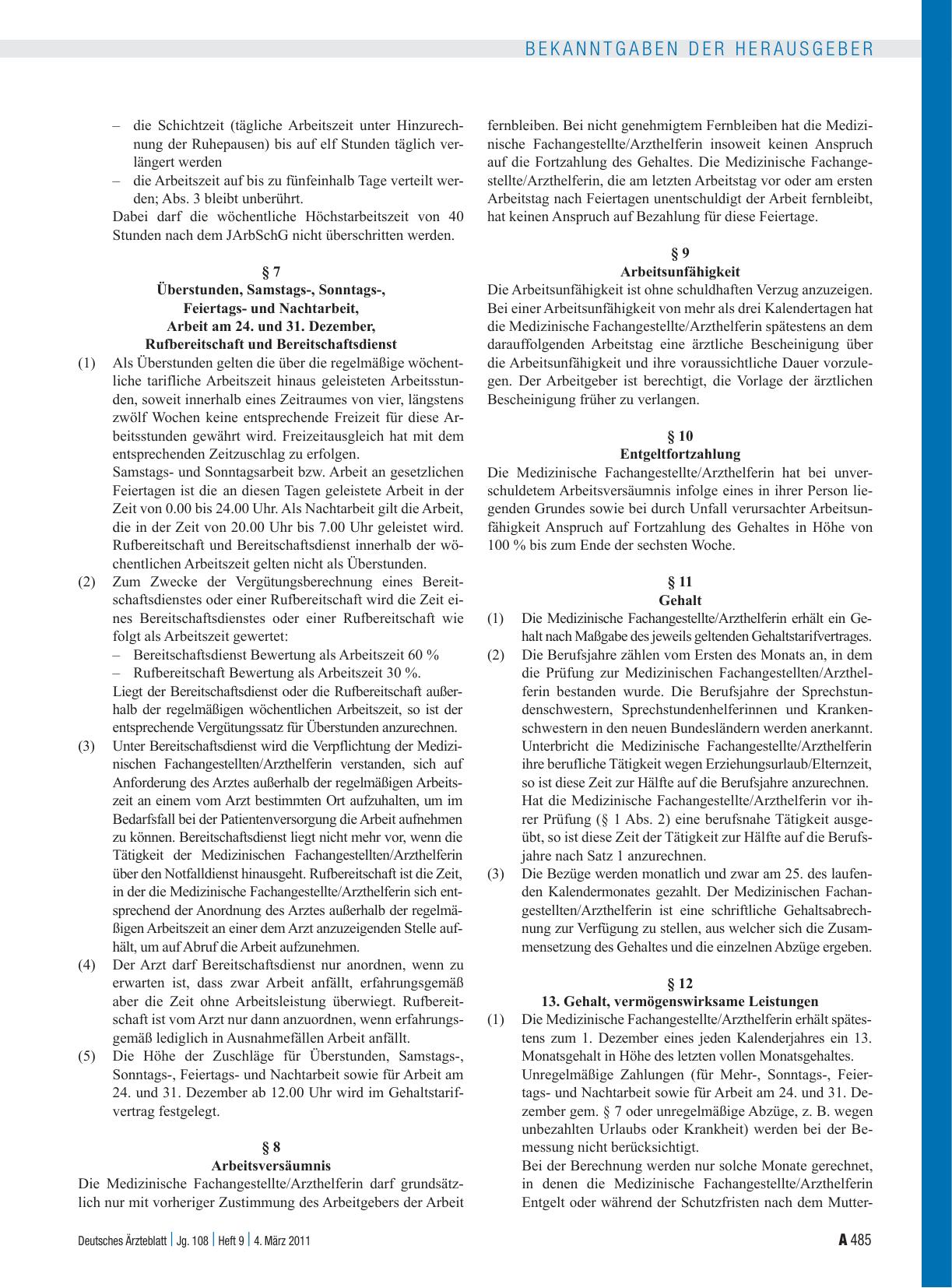 Vorschauseite 2: Manteltarifvertrag für Medizinische Fachangestellte/Arzthelferinnen