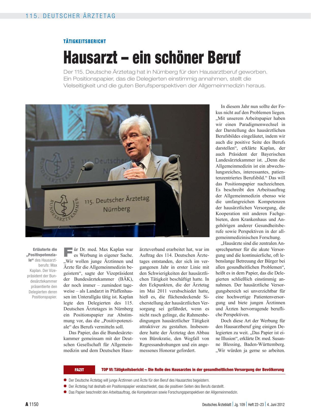 Vorschauseite 1: Tätigkeitsbericht: Hausarzt – ein schöner Beruf