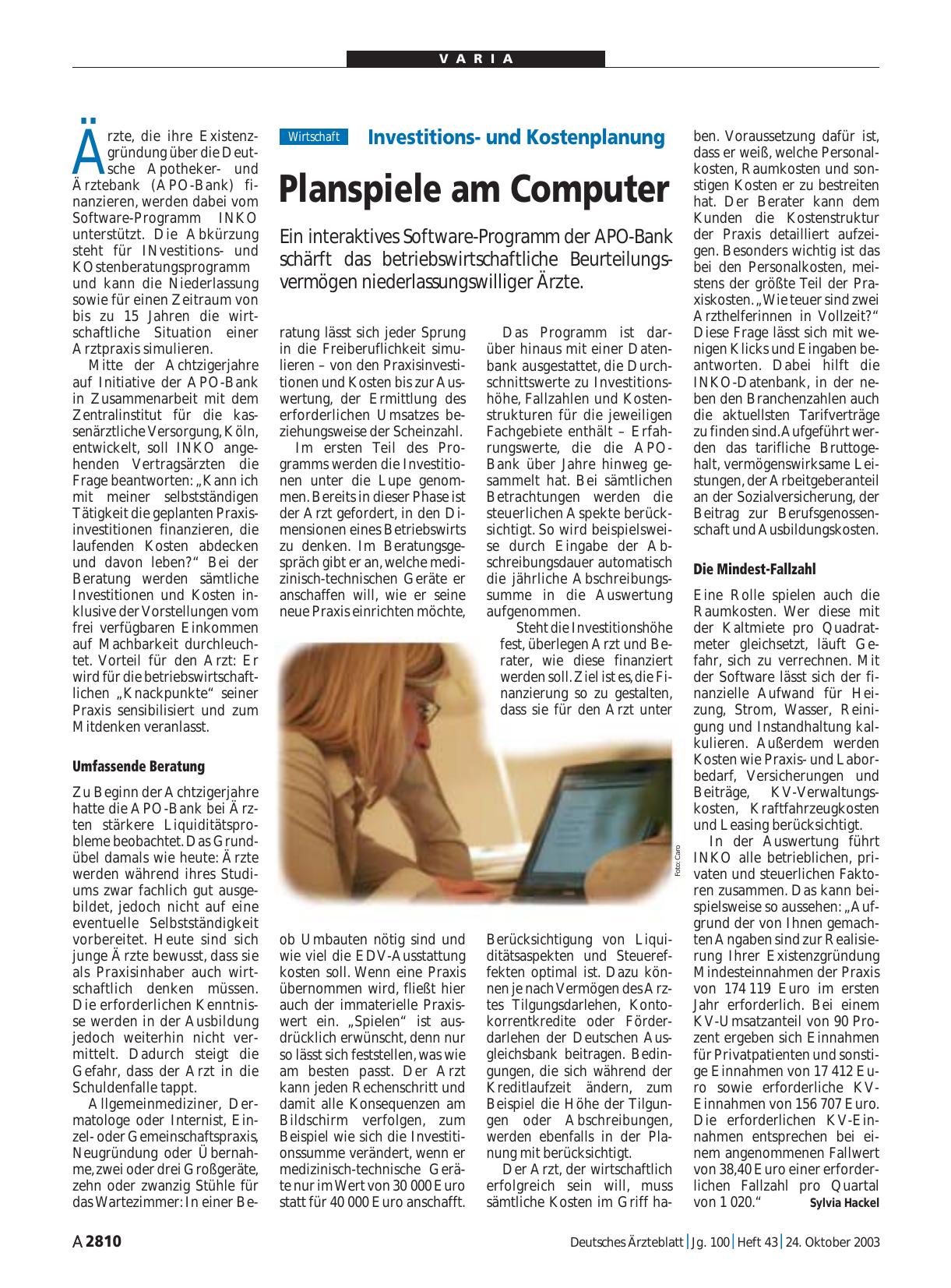 Vorschauseite 1: Investitionsund Kostenplanung: Planspiele am Computer