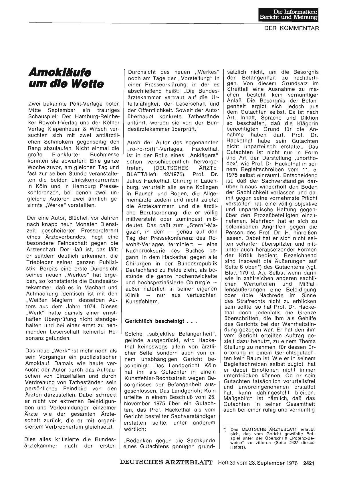 Vorschauseite 1: Amokläufe um die Wette