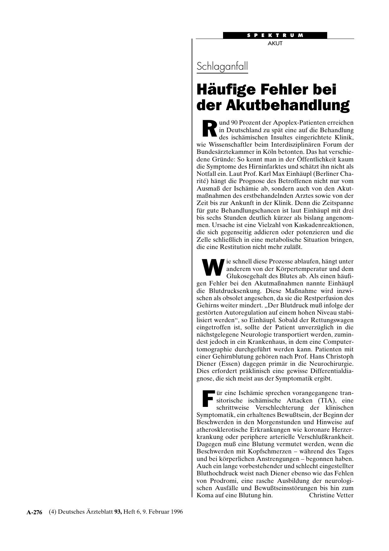 Vorschauseite 1: Schlaganfall: Häufige Fehler bei der Akutbehandlung