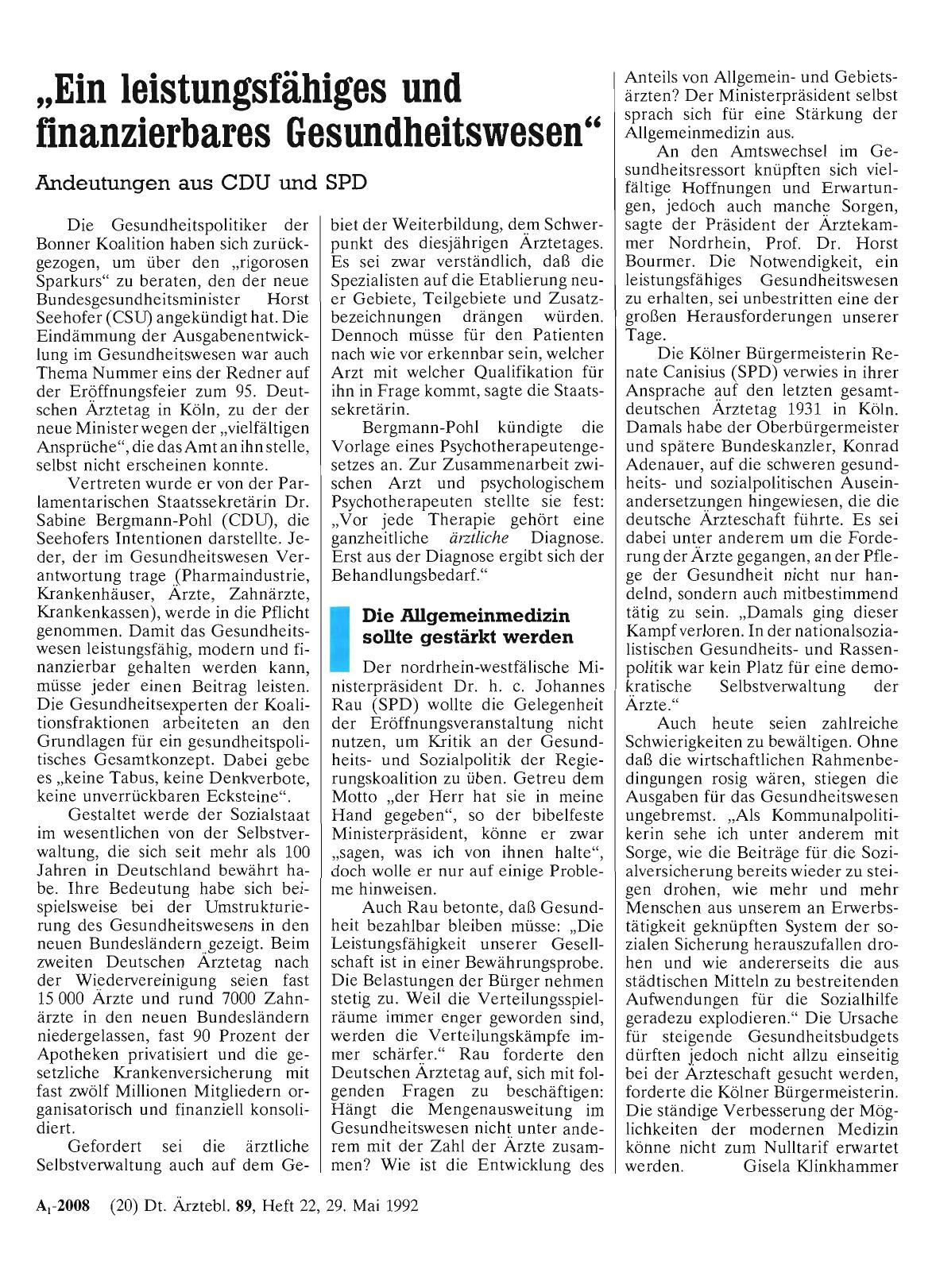 Vorschauseite 1: „Ein leistungsfähiges und finanzierbares Gesundheitswesen”