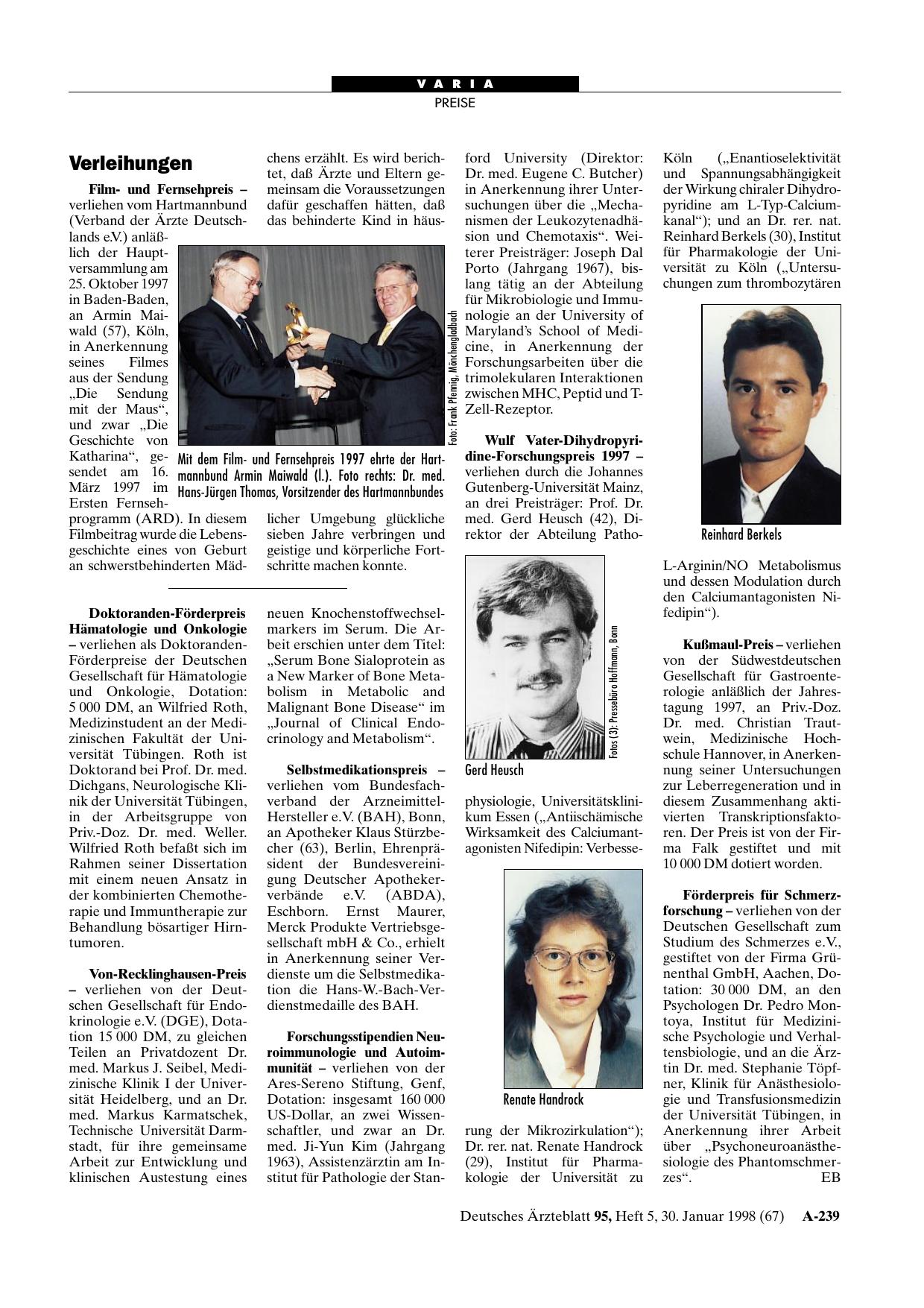Vorschauseite 1: Verleihungen