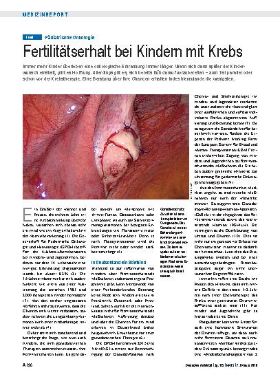 Vorschauseite 1: Pädiatrische Onkologie: Fertilitätserhalt bei Kindern mit Krebs
