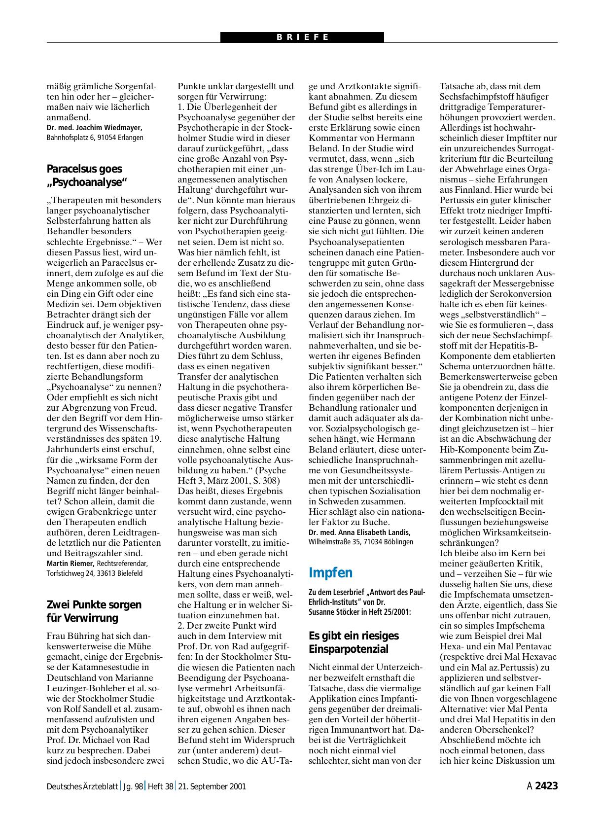 Vorschauseite 1: Psychoanalyse: Paracelsus goes „Psychoanalyse“