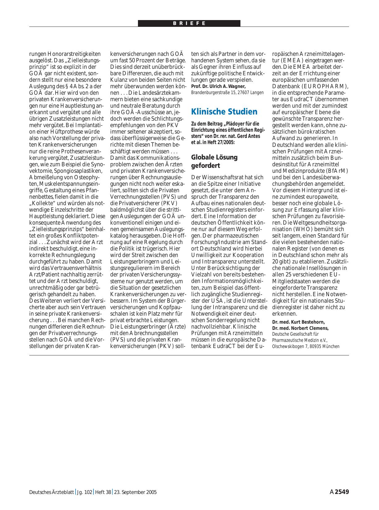 Vorschauseite 1: Klinische Studien: Globale Lösung gefordert